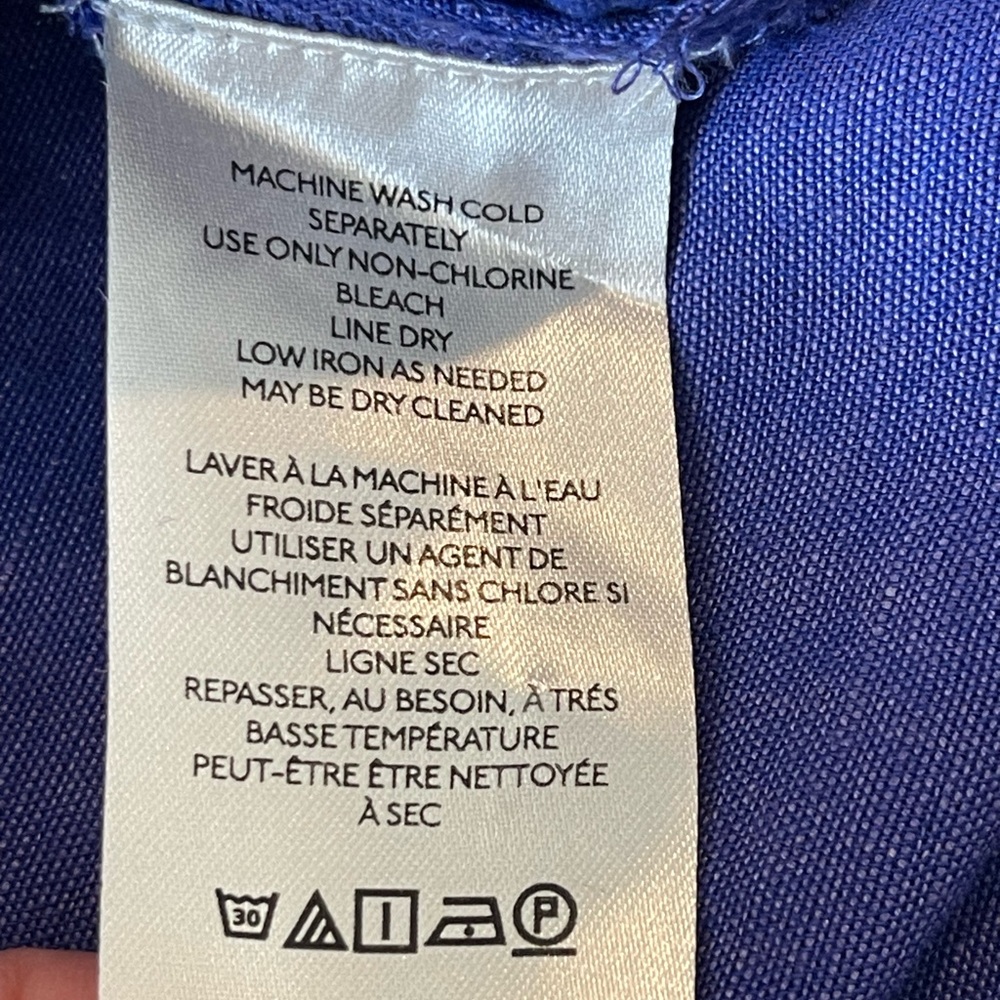 Maeve Linen Blend Short Sleeve Button-Down Shirt - Violet Blue, Anthropologie, L - Picture 6 of 16